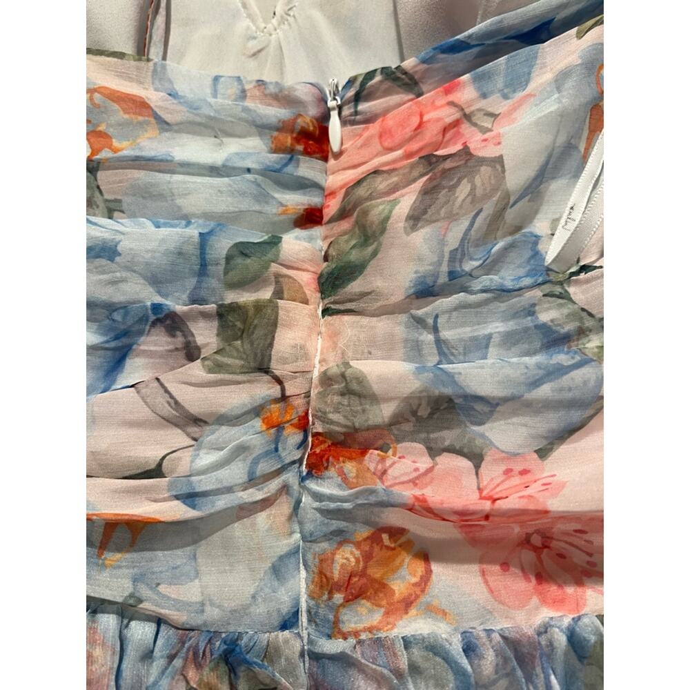 Lulus Floral Halter Chiffon Mini Dress Small NWT Romantic Tiered Ruffle - Picture 11 of 11